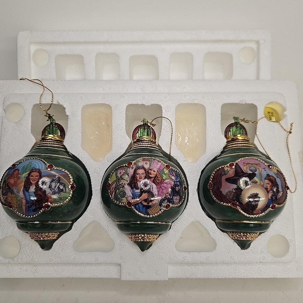 Vtg Wizard of Oz Ornaments Bradford‎ Editions Heirloom Porcelain 2000 Set